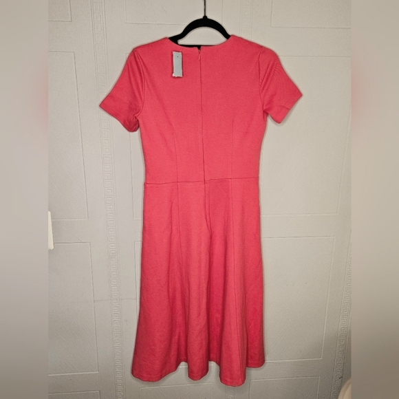 Ann Taylor Midi Flare Dress Salmon Knit Short Sleeve Round Neck Sz 4 PETITE NWT - Picture 5 of 15